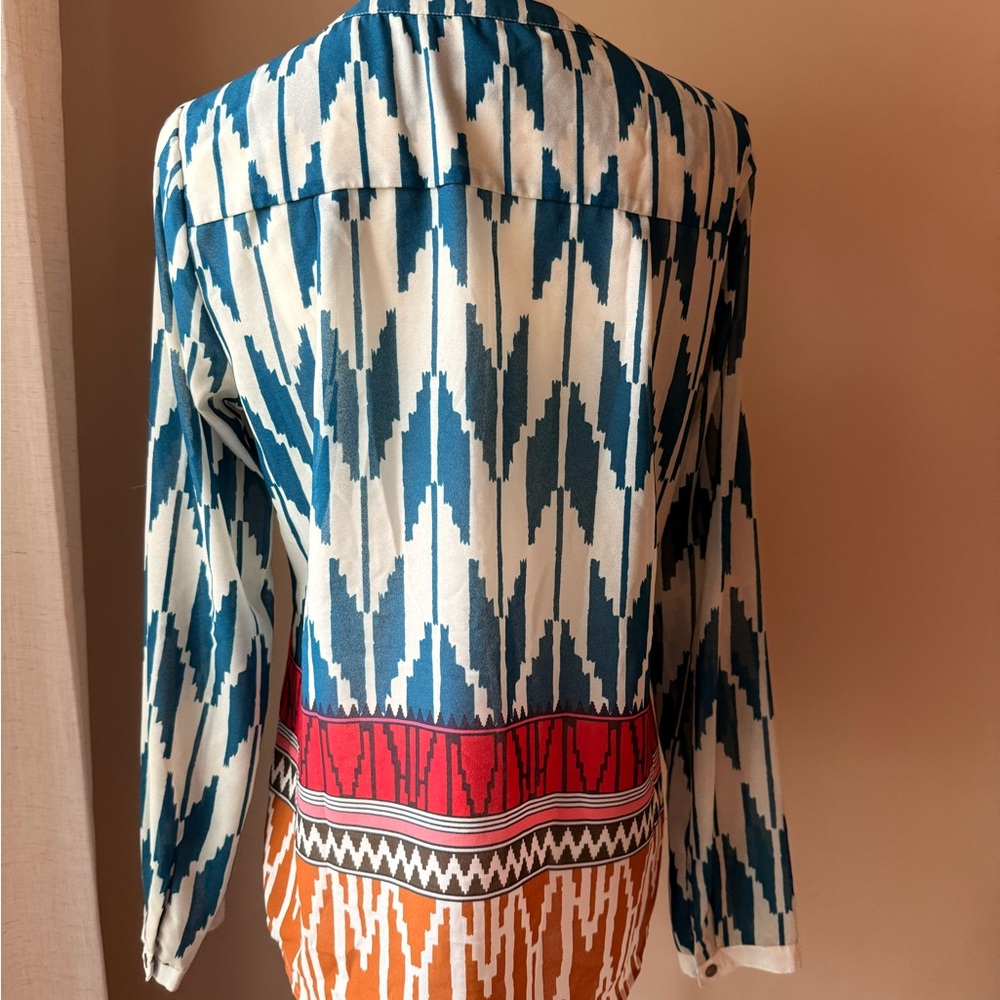 Maeve Embroidered Teal and Cream Floral Top - Picture 2 of 3